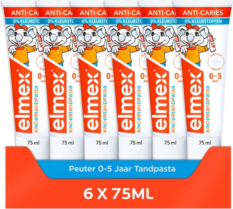 Elmex Peuter (0 tot 5 jaar) Kindertandpasta 6 x 75ml Voor Kinderen 0-5 Jaar Voordeelverpakking