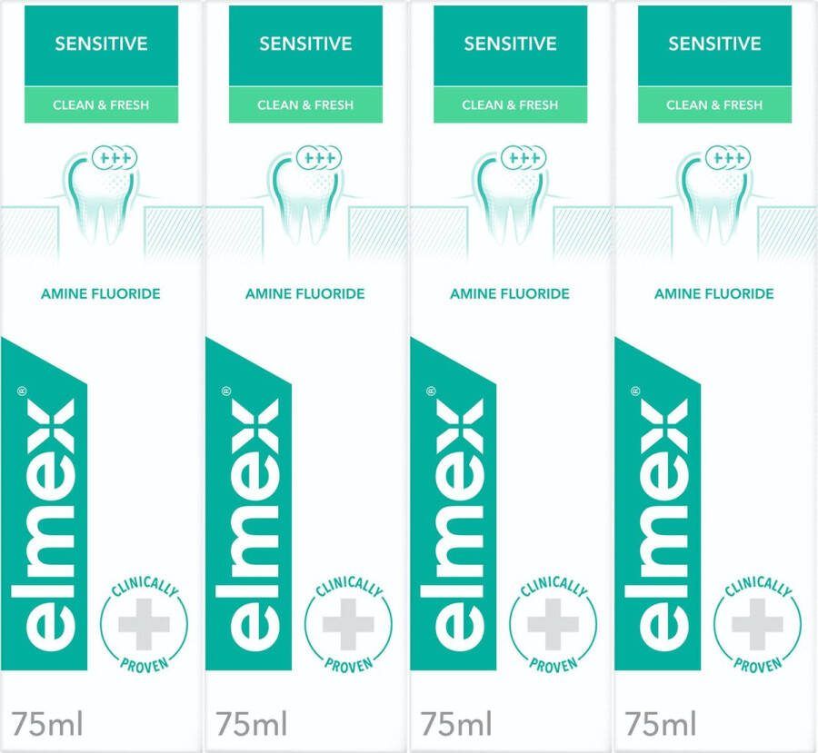 Elmex Sensitive Clean & Fresh tandpasta 4 x 75ml Voor Gevoelige Tanden Voordeelverpakking
