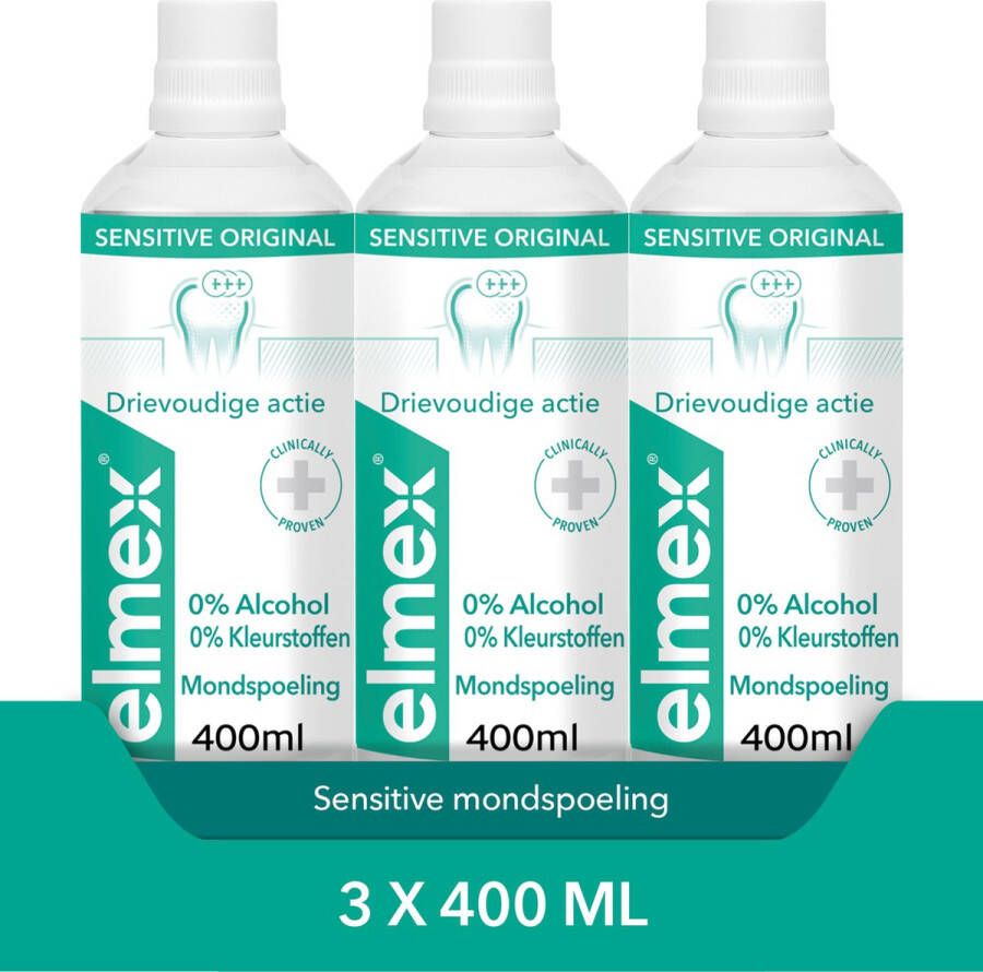 Elmex Sensitive Mondwater 3 x 400 ml Voordeelverpakking