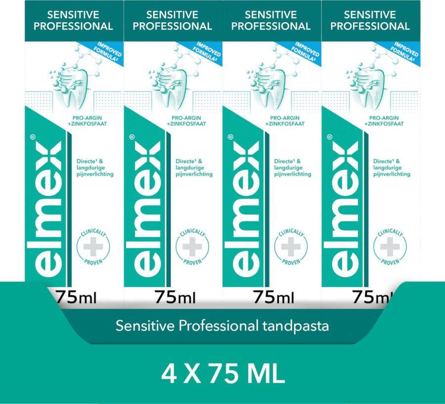 Elmex Sensitive Professional Tandpasta 4 x 75 ml Voor Gevoelige Tanden Voordeelverpakking