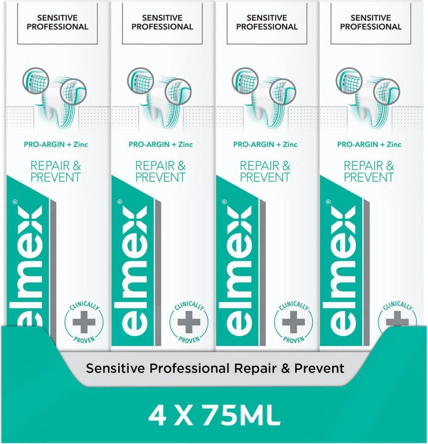 Elmex Sensitive Professional Tandpasta Repair & Prevent 4 x 75 ml Voor Gevoelige Tanden Voordeelverpakking