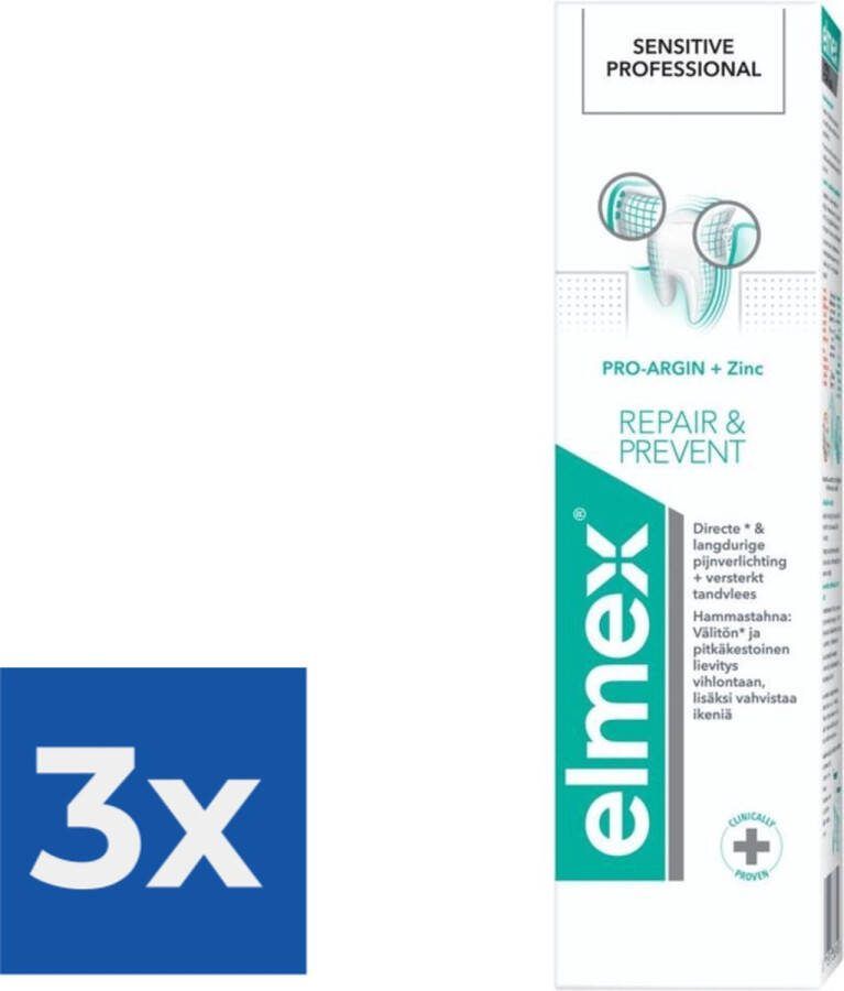 Elmex Sensitive Professional Tandpasta Repair & Prevent 75 ml Voordeelverpakking 3 stuks