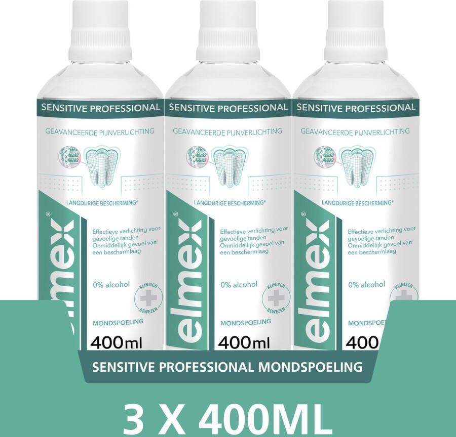 Elmex Sensitive Professional tandspoeling Voor gevoelige tanden Voordeelverpakking 3 x 400ml