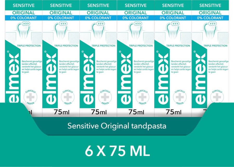 Elmex Sensitive Tandpasta 6 x 75ml Voor Gevoelige Tanden Voordeelverpakking