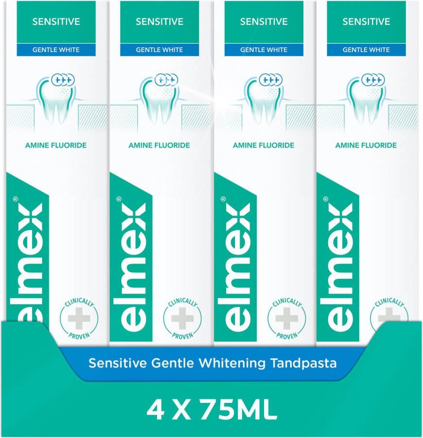 Elmex Sensitive Whitening Tandpasta 4 x 75ml Voor Gevoelige Tanden Voordeelverpakking