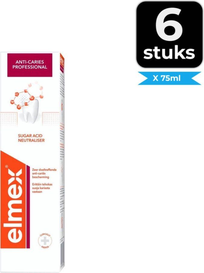 Elmex Tandpasta Anti-Cariës Professional 75 ml Voordeelverpakking 6 stuks