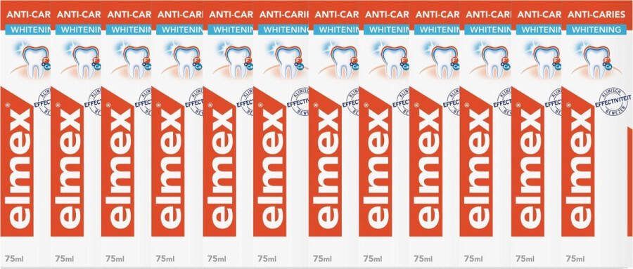 Elmex Tandpasta Anti-Cariës Whitening met Aminfluoride 12 x 75 ML Voordeelverpakking