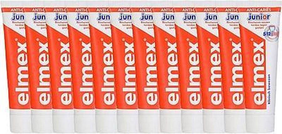 Elmex Tandpasta Junior 5-12 Jaar 12 x 75ml Voordeelverpakking