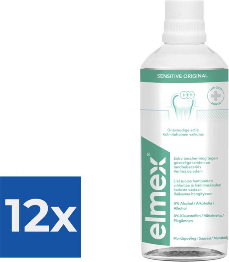 Elmex Tandspoeling Sensitive 400 ml Voordeelverpakking 12 stuks