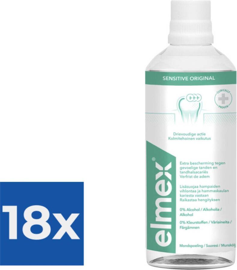 Elmex Tandspoeling Sensitive 400 ml Voordeelverpakking 18 stuks