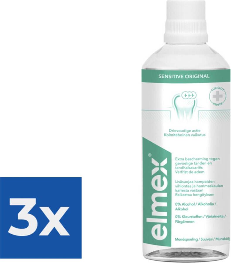 Elmex Tandspoeling Sensitive 400 ml Voordeelverpakking 3 stuks