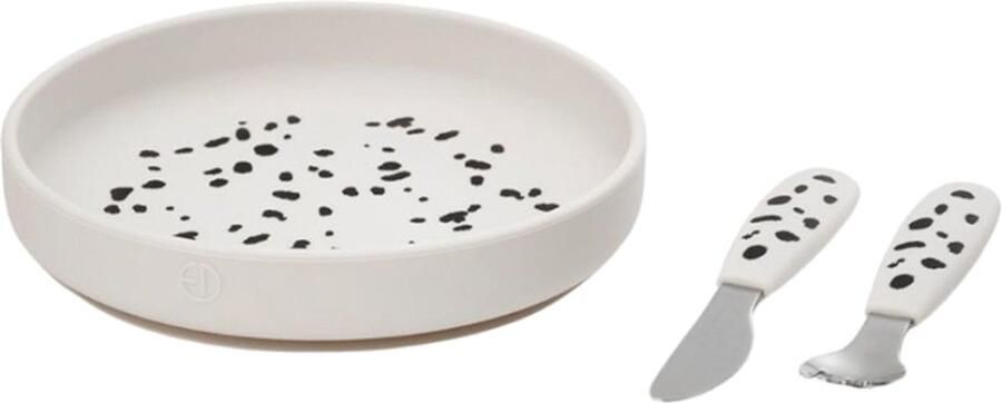 Elodie baby servies set Kinderbord + vork + mes Baby servies Kinderservies Dalmatian Dots