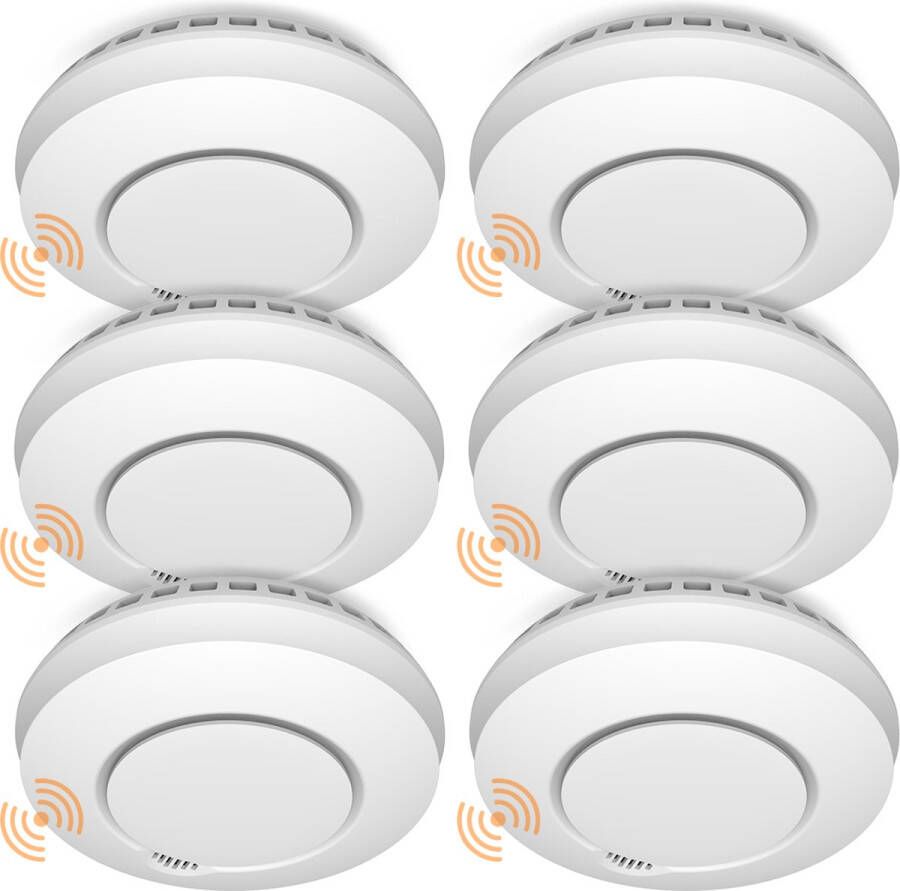 ELRO Connects FZ5002R Draadloos Koppelbare Rookmelder met Hittesensor voldoet aan Europese norm EN14604 6 stuks