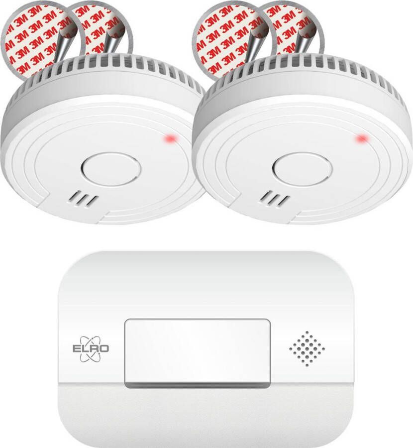 ELRO FF1840 Brandpreventieset 2x Rookmelder 5 jaar Batterij met Magneet Montage & Koolmonoxidemelder met 10 jaar Sensor