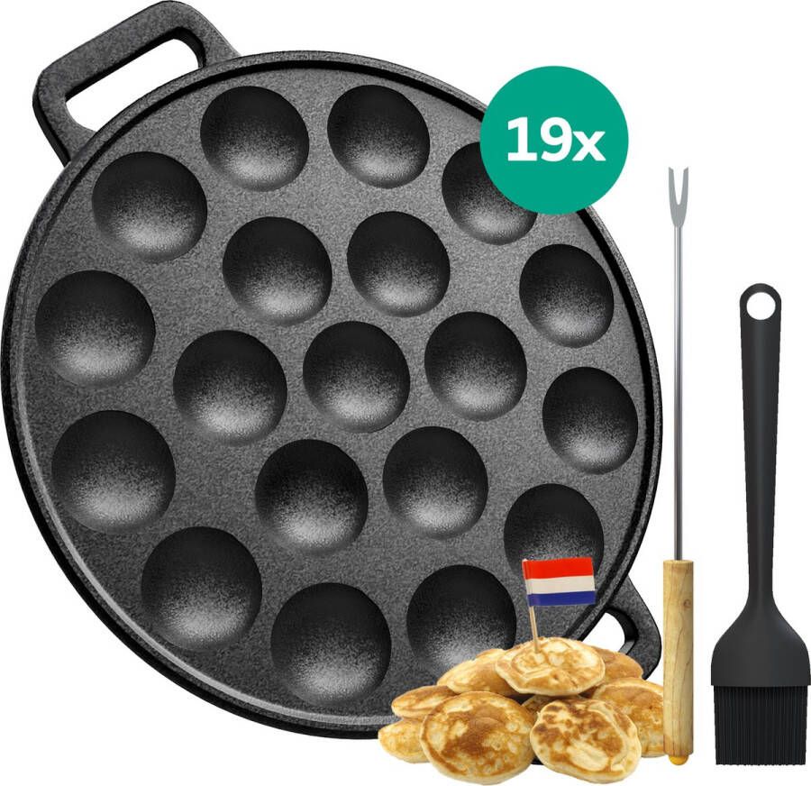 ELVANO Poffertjespan Poffertjesmaker 19 Stuks Poffertjespannen Inductie Gietijzer