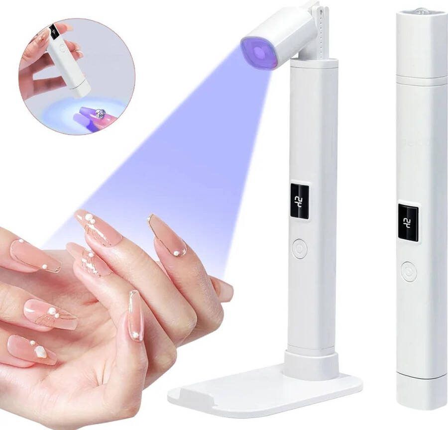 Elysee Beauty Nagellamp verstelbaar draadloos usb wit 1W nageldroger voor gellak nagels UV LED white nail lamp foldable with display screen
