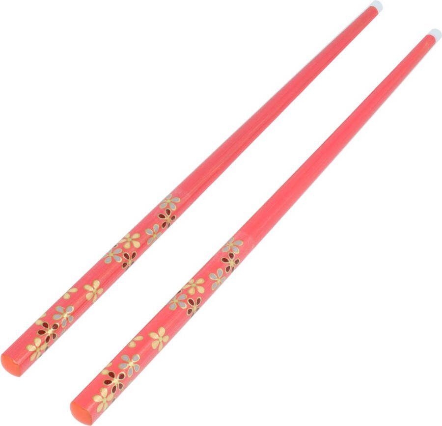 EM Haarpinnen Haarstokjes Blo en Print Hout 18cm Roze 2 Stuks Haar Pinnen Stokjes
