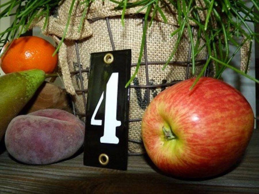 Emaille naambordjes online Emaille huisnummer zwart 4x10 nummer '4