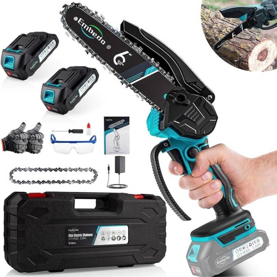 Embedo Mini Kettingzaag Accu Mini Kettingzaag Met Accu Elektrische Kettingzaag Electrisch Complete Set