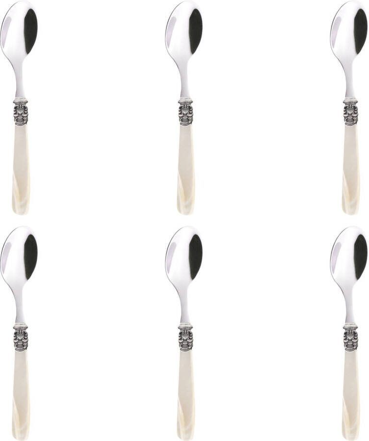 EME Koffielepel Mona Lisa 14.4 cm 18 10 Zilver Offwhite 6 stuk(s)