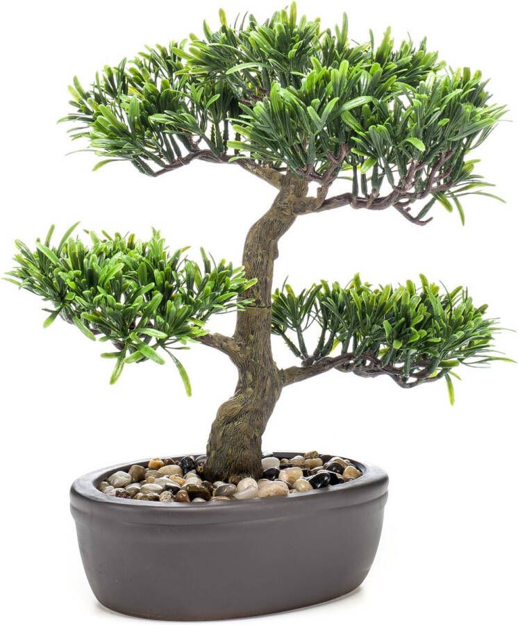 Emerald Groene kunstplant bonsai boompje 32 cm in pot Mooie decoratie kunstplanten voor binnen