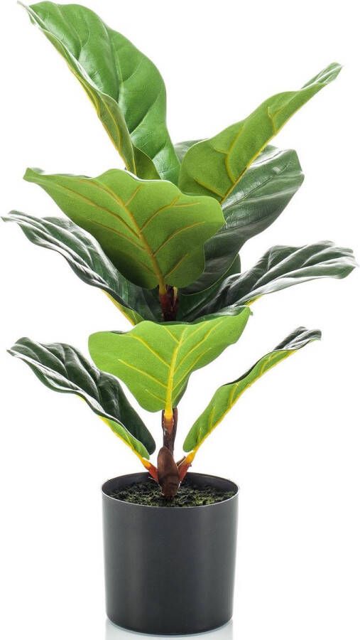 Emerald Kunstplant Ficus Lyrata groen 55 cm in pot Mooie decoratie kunstplanten voor binnen Kunstplanten