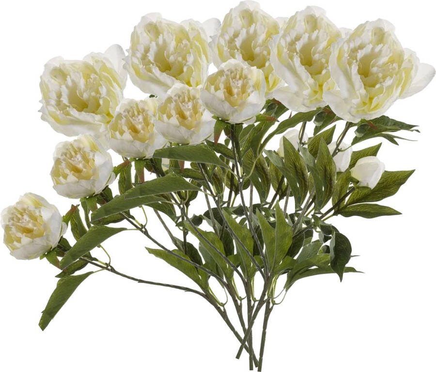Emerald Kunstbloem pioenrozen tak 5x 3 bloemen wit 70 cm decoratie Kunstbloemen