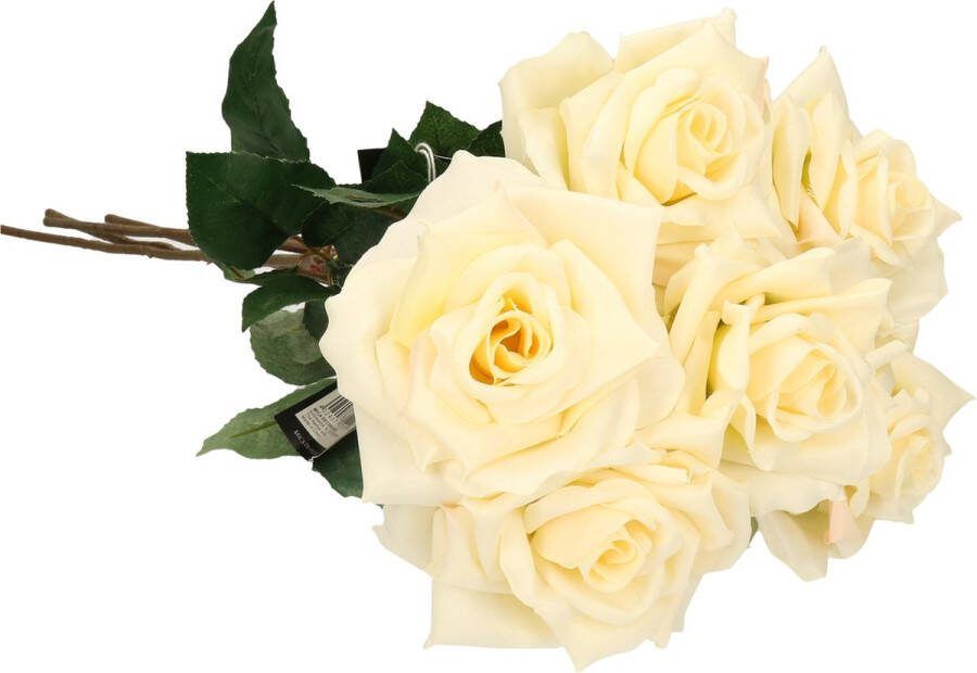Emerald Kunstbloem roos Marleen 5x creme 63 cm decoratie bloemen