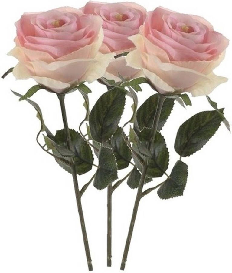 Emerald Kunstbloem roos Simone 3x licht roze 45 cm decoratie bloemen Kunstbloemen