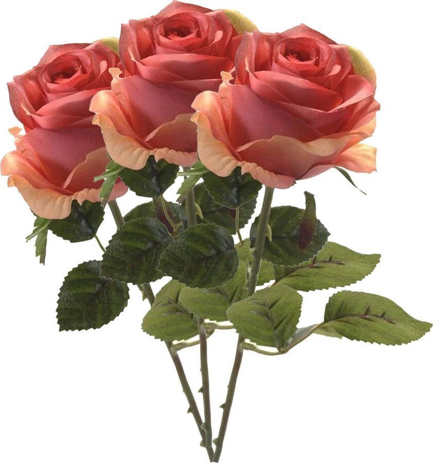 Emerald Kunstbloem roos Simone 3x roze 45 cm decoratie bloemen Kunstbloemen