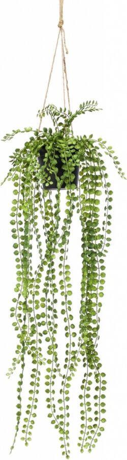 Merkloos Groene Ficus Pumila kunstplant 60 cm in hangende pot Kunstplanten nepplanten