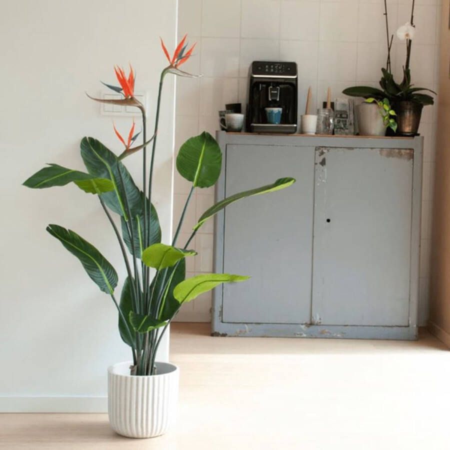 Tuinland Emerald Kunstplant met pot en bloemen Strelitzia 120 cm