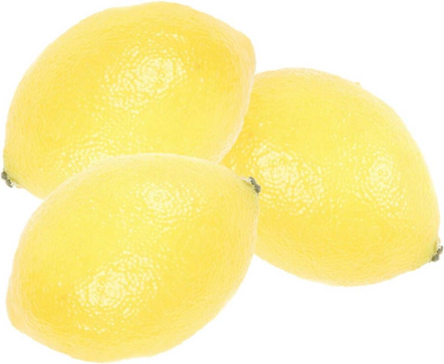 Emerald Set van 3x stuks nepfruit Kunstfruit deco fruit gele citroen 8 cm Fruitschaal maken