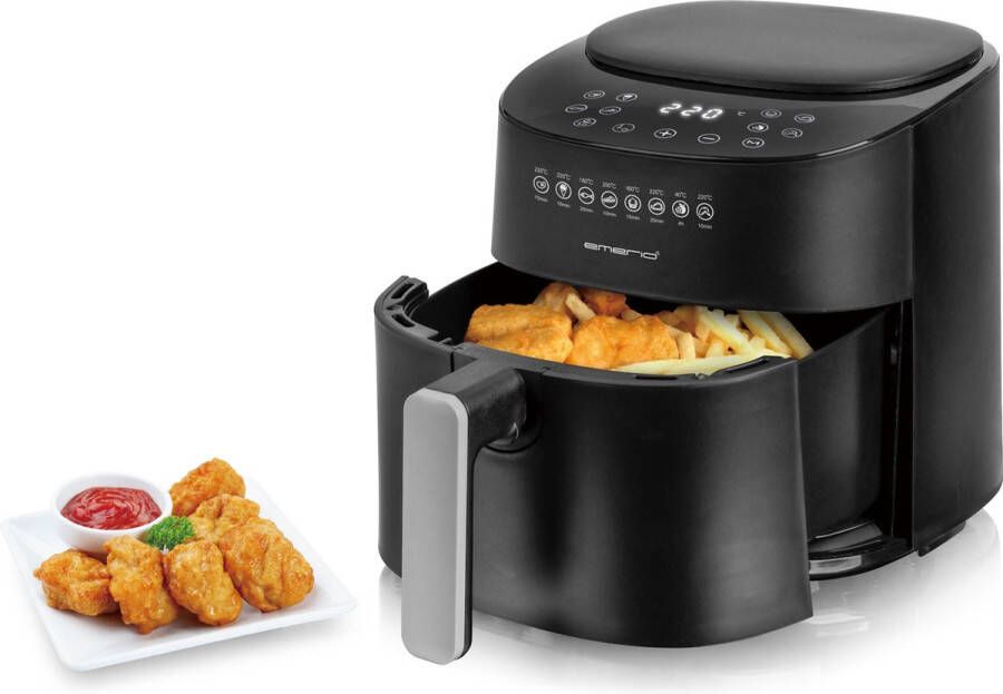 Emerio AF-129369 grote digitale heteluchtfriteuse TOP AirFryer Frituren zonder extra olie 4.5 liter inhoud 8 automatische programma's Cool Touch BPA-vrij snel opwarmen 1300 watt