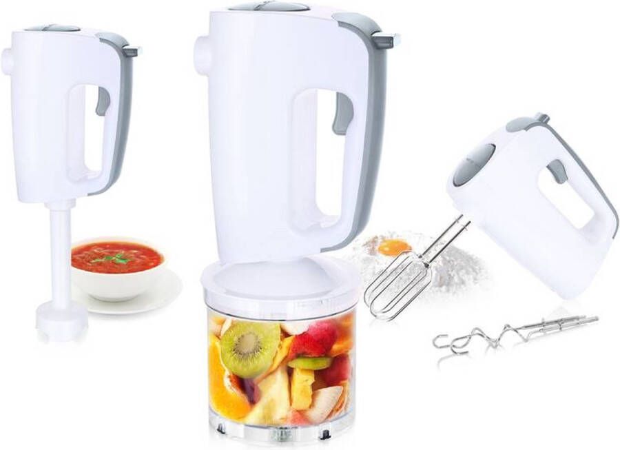 Emerio HMS-113257.11 Handmixer 1-vinger speed-control gardenmixer 3-in-1 300 watt BPA-vrij zachte grip grijs