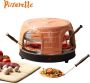 Emerio PO-116124.1 Pizzarette 8 Persoons Pre-bake functie Handgemaakte terracotta koepel 8 Geïsoleerde bak spatels RVS bakplaat Warmhoud functie - Thumbnail 3