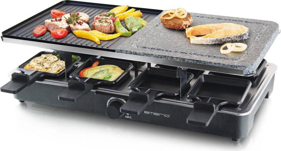 Emerio RG-110035 Gourmetset met steengrill 8 personen Anti-aanbak laag Grillpaten