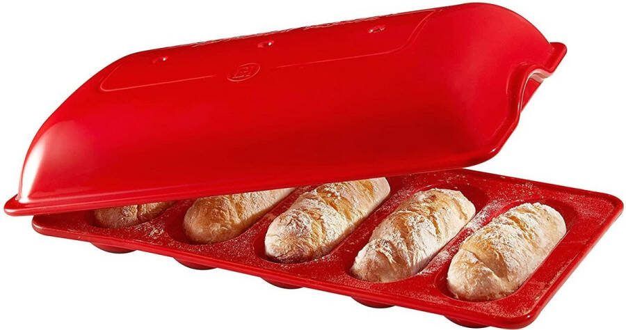 Emile Henry Baguettesvorm Bakt 5 stokbroden van 18 cm Keramisch Grand Cru