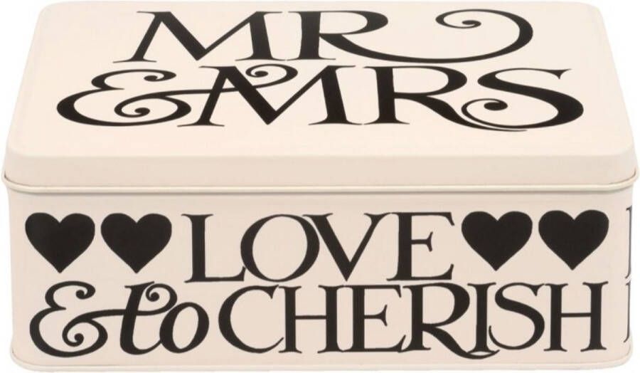 Emma Bridgewater Bewaarblik Black Toast Mr & Mrs Blik Crème Zwart Rechthoek 19 5 x 15 4 x 7 5 cm