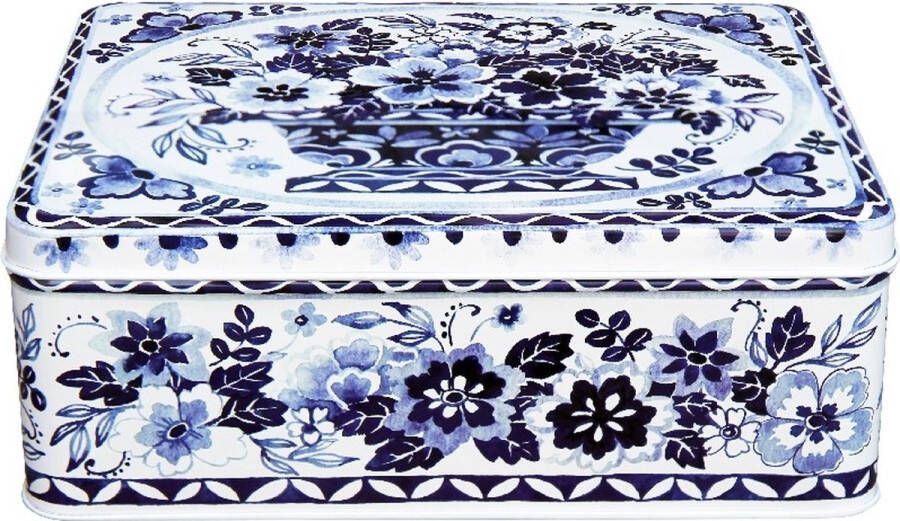 Emma Bridgewater by Claire Winteringham deep rectangle koektrommel 20x15x8cm blauw wit