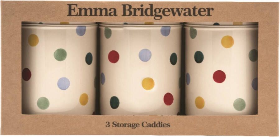 Emma Bridgewater Set van 3 bewaarbussen Polka Dots Bewaarblik Stippen Blik Ø 10 5 x 14 5 cm