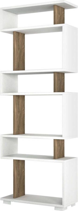 BFD Best Furniture Design | Boekenkast | Vakkenkast | Industrieel Design | Hout | Wit Bruin | HXBXD 165 cm X 60 cm X 19 5 cm