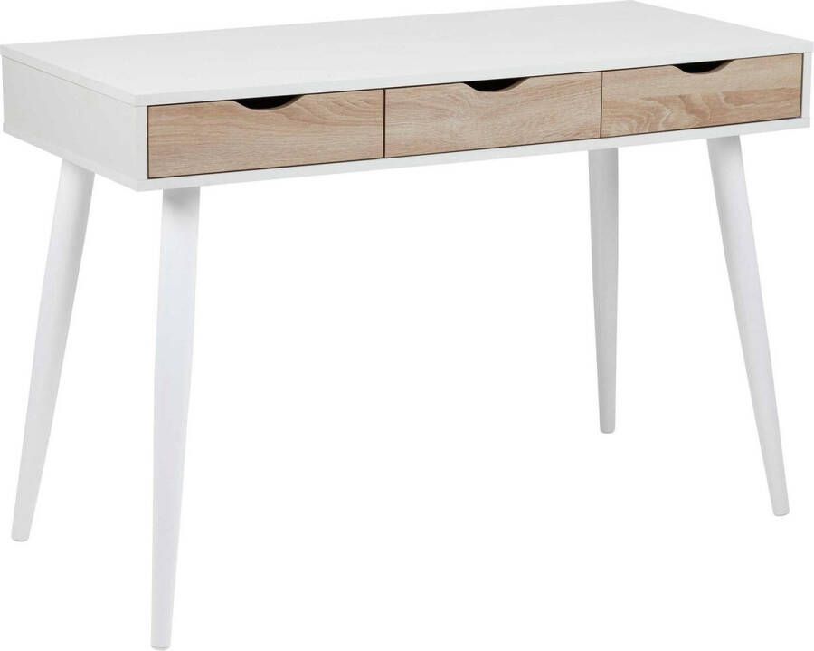 Bendt Bureau sidetable Märta 110 x 50cm met 3 laden wit hout - Foto 2