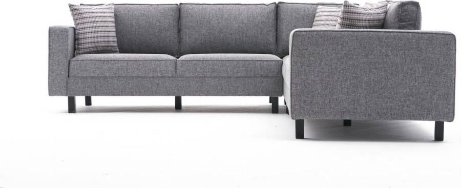 Emob Comfortabele hoekbank frame van beukenhout kleur grijs