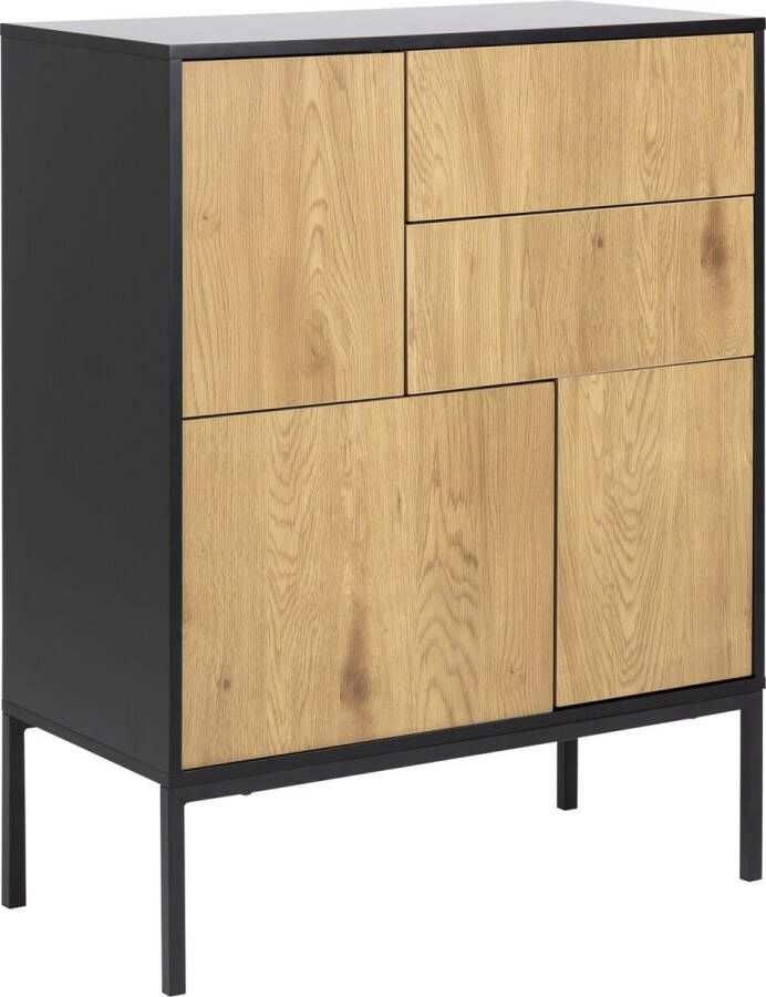 Leen Bakker Dressoir Avola zwart eiken 103x80x40 cm
