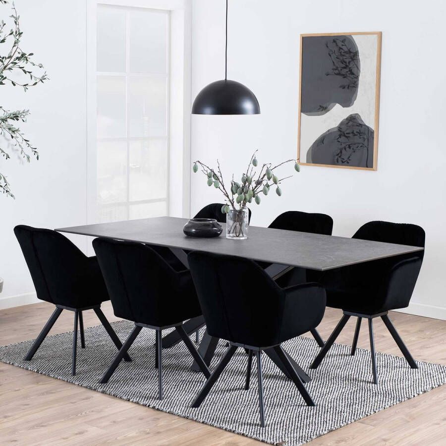 Leen Bakker Eetkamertafel Furudal zwart 75 5x200x100 cm - Foto 2