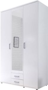 Emob Kledingkast Semina 120cm met 3 deuren 2 lades & spiegel wit