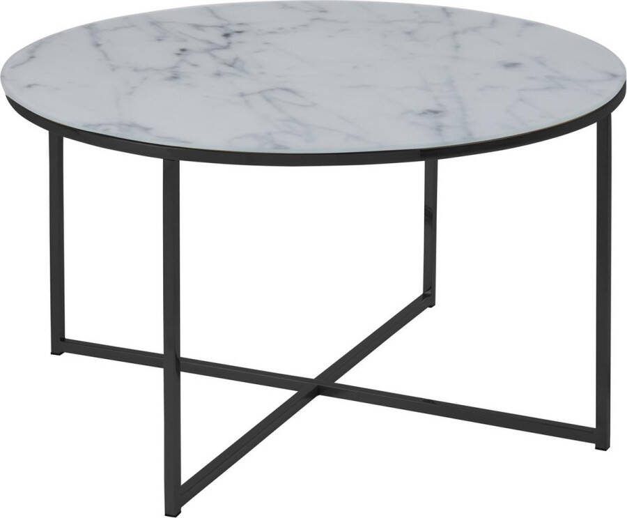 Bendt Ronde Salontafel Cay Ø80cm Wit Marmerlook onderstel Zwart