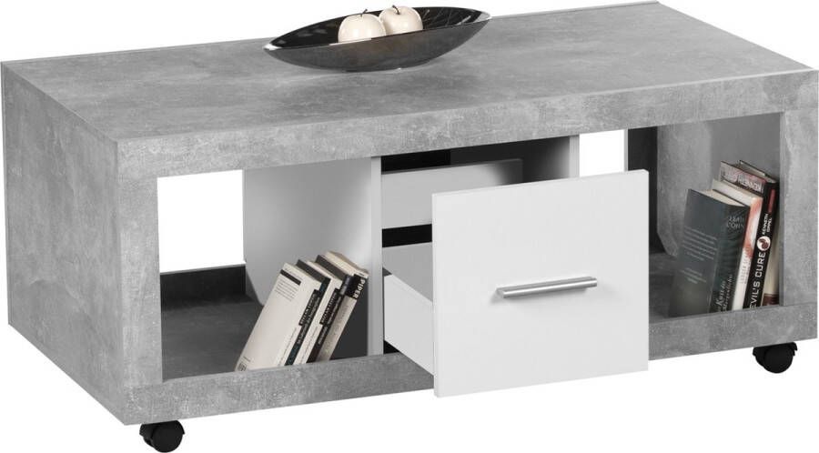 OTTO Stolkom Salontafel Stone met wielen en lades beton wit BxHxD 115x50x60 cm