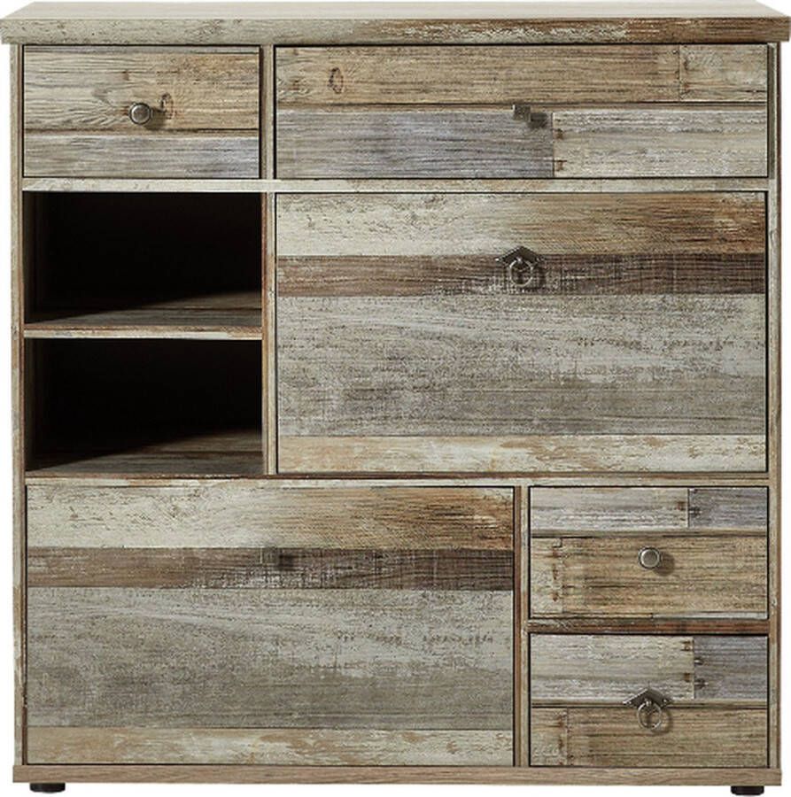 Emob Schoenenkast Clem 99cm met 2 deuren & 4 lades driftwood